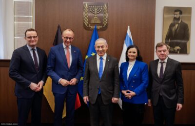Gespräch mit Premierminister Benjamin Netanyahu. Friedrich Merz und Delegation in Jerusalem (Israel) am 12.02.24. / Foto: Tobias Koch (www.tobiaskoch.net)